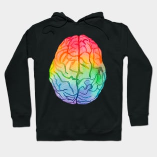 Watercolor Rainbow Brain (white) Hoodie